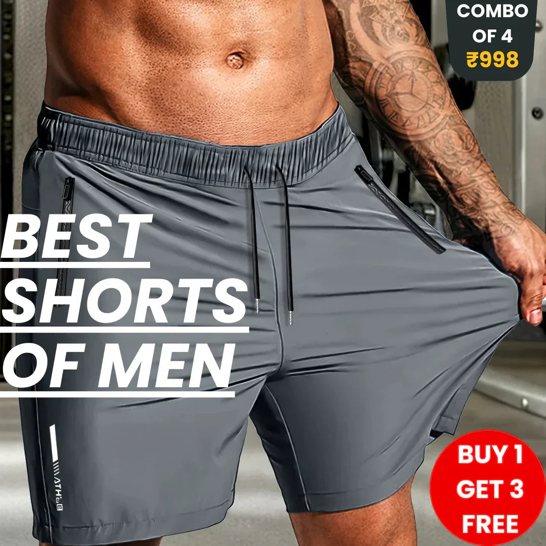 4 Pcs Combo Men's Stretchable Cotton Shorts for Summers 🌞👕